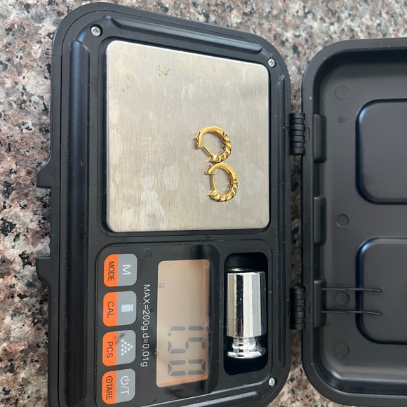 10k gold sapphire earrings natural blue hoop hoops huggies yellow minimalist 10k - Picture 16 of 16